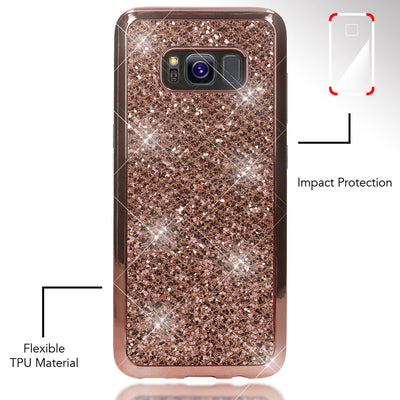 NALIA Handyhülle kompatibel mit Samsung Galaxy S8 Plus, Glitzer Slim Silikon-Case Back-Cover Schutzhülle, Glitter Sparkle Handy-Tasche Bumper, Dünne Bling Strass Smart-Phone Hülle Rot NALIA Protective Hülle