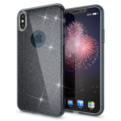 NALIA Glitzerhülle für iPhone XS Max – Funkelnder Glitzer-Look & Grip – SHINEPOP (Silikon Case) – Marke aus Berlin Schwarz NALIA Protective Hülle