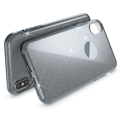 NALIA Glitzerhülle für iPhone X / XS – Funkelnder Glitzer-Look & Grip – SHINEPOP (Silikon Case) – Marke aus Berlin Schwarz NALIA Protective Hülle