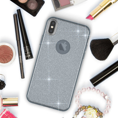 NALIA Glitzerhülle für iPhone X / XS – Funkelnder Glitzer-Look & Grip – SHINEPOP (Silikon Case) – Marke aus Berlin Schwarz NALIA Protective Hülle