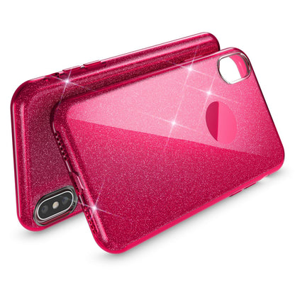 NALIA Glitzer Hülle für iPhone X XS, Slim 3in1 Handy Schutz Case Back Cover Etui Rot NALIA Protective Hülle
