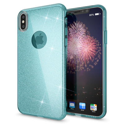 NALIA Glitzerhülle für iPhone XS Max – Funkelnder Glitzer-Look & Grip – SHINEPOP (Silikon Case) – Marke aus Berlin Türkis NALIA Protective Hülle