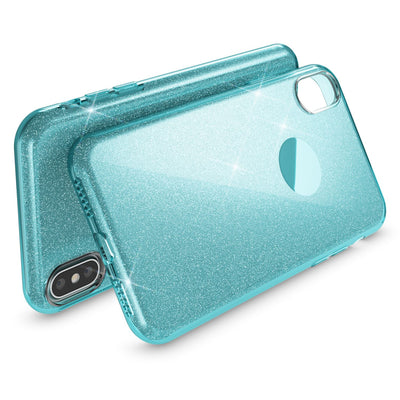 NALIA Glitzerhülle für iPhone XS Max – Funkelnder Glitzer-Look & Grip – SHINEPOP (Silikon Case) – Marke aus Berlin Türkis NALIA Protective Hülle