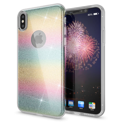 NALIA Glitzerhülle für iPhone X / XS – Funkelnder Glitzer-Look & Grip – SHINEPOP (Silikon Case) – Marke aus Berlin Pink NALIA Protective Hülle