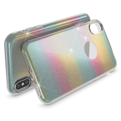 NALIA Glitzerhülle für iPhone X / XS – Funkelnder Glitzer-Look & Grip – SHINEPOP (Silikon Case) – Marke aus Berlin Pink NALIA Protective Hülle