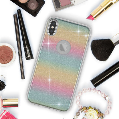 NALIA Glitzer Hülle für iPhone X XS, Slim 3in1 Handy Schutz Case Back Cover Etui Pink NALIA Protective Hülle