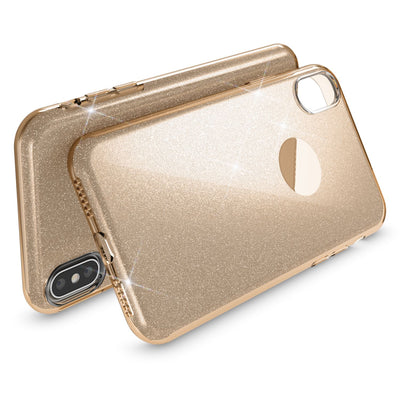 NALIA Glitzerhülle für iPhone XS Max – Funkelnder Glitzer-Look & Grip – SHINEPOP (Silikon Case) – Marke aus Berlin Gold NALIA Protective Hülle