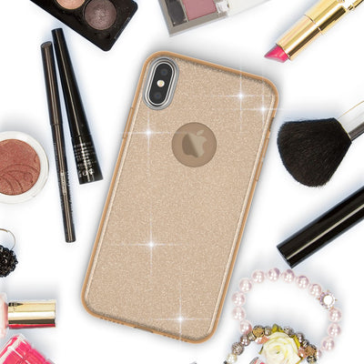 NALIA Glitzerhülle für iPhone XS Max – Funkelnder Glitzer-Look & Grip – SHINEPOP (Silikon Case) – Marke aus Berlin Gold NALIA Protective Hülle