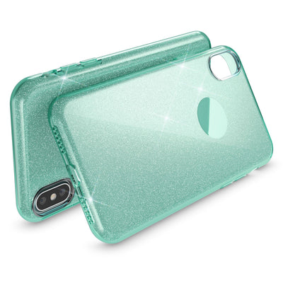 NALIA Glitzerhülle für iPhone XS Max – Funkelnder Glitzer-Look & Grip – SHINEPOP (Silikon Case) – Marke aus Berlin Mint-Grün NALIA Protective Hülle