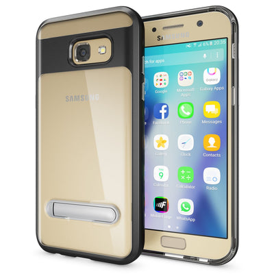 NALIA Ständer Hülle kompatibel mit Samsung Galaxy A5 2017, Silikon Handyhülle Case Transparent Dünn mit Standfunktion, Ultra-Slim Handy-Tasche Schutz-Hülle Back-Cover Etui Bumper Schwarz NALIA Protective Hülle