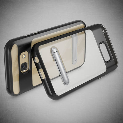 NALIA Ständer Hülle kompatibel mit Samsung Galaxy A5 2017, Silikon Handyhülle Case Transparent Dünn mit Standfunktion, Ultra-Slim Handy-Tasche Schutz-Hülle Back-Cover Etui Bumper Schwarz NALIA Protective Hülle