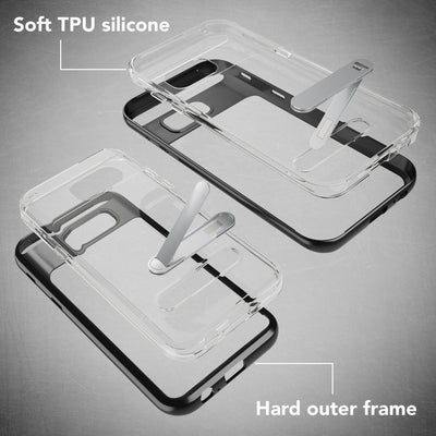 NALIA Ständer Hülle kompatibel mit Samsung Galaxy A5 2017, Silikon Handyhülle Case Transparent Dünn mit Standfunktion, Ultra-Slim Handy-Tasche Schutz-Hülle Back-Cover Etui Bumper Schwarz NALIA Protective Hülle