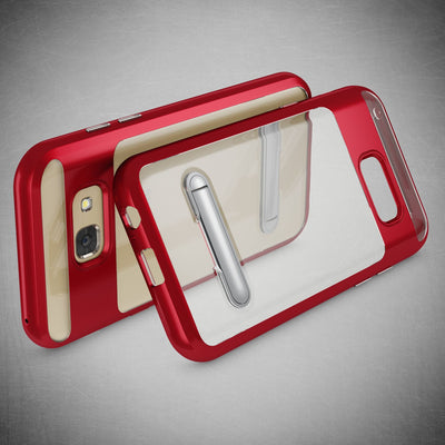NALIA Ständer Hülle kompatibel mit Samsung Galaxy A5 2017, Silikon Handyhülle Case Transparent Dünn mit Standfunktion, Ultra-Slim Handy-Tasche Schutz-Hülle Back-Cover Etui Bumper Rot NALIA Protective Hülle