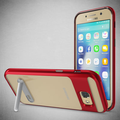 NALIA Ständer Hülle kompatibel mit Samsung Galaxy A5 2017, Silikon Handyhülle Case Transparent Dünn mit Standfunktion, Ultra-Slim Handy-Tasche Schutz-Hülle Back-Cover Etui Bumper Rot NALIA Protective Hülle
