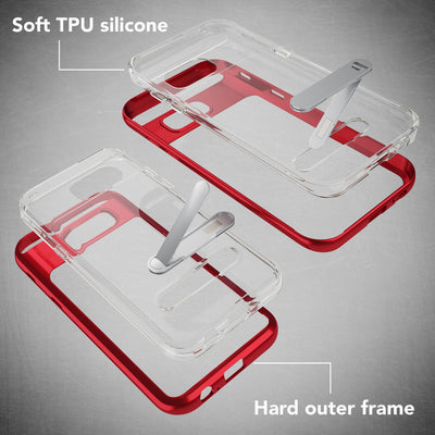 NALIA Ständer Hülle kompatibel mit Samsung Galaxy A5 2017, Silikon Handyhülle Case Transparent Dünn mit Standfunktion, Ultra-Slim Handy-Tasche Schutz-Hülle Back-Cover Etui Bumper Rot NALIA Protective Hülle