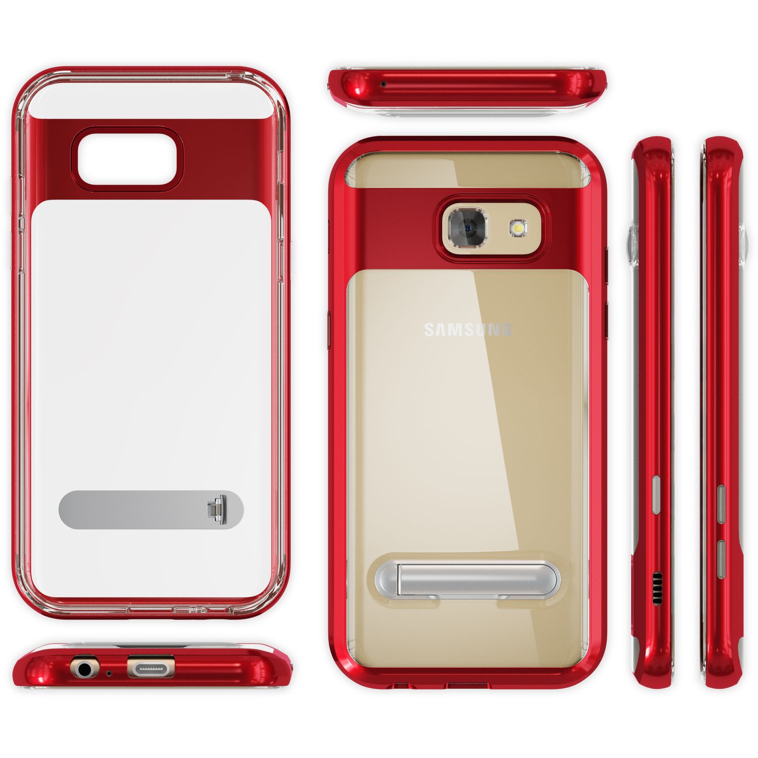 Samsung Galaxy A5 2017 Ständer Handy Hülle von NALIA, TPU Silikon Kickstand Case Rot NALIA