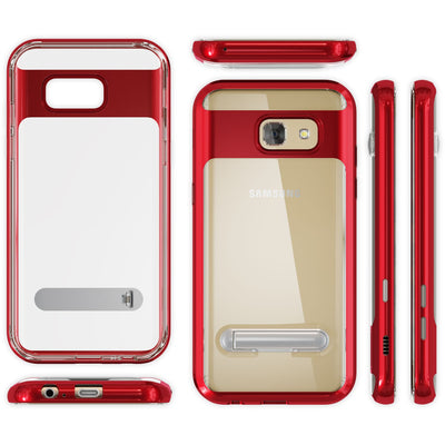 NALIA Ständer Hülle kompatibel mit Samsung Galaxy A5 2017, Silikon Handyhülle Case Transparent Dünn mit Standfunktion, Ultra-Slim Handy-Tasche Schutz-Hülle Back-Cover Etui Bumper Rot NALIA Protective Hülle
