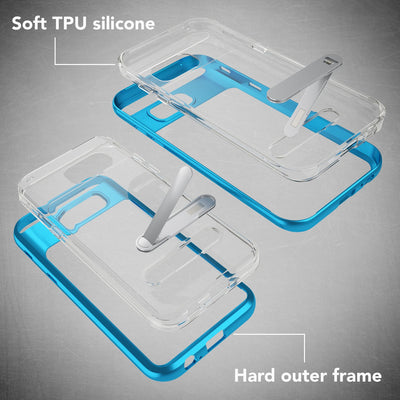 NALIA Ständer Hülle kompatibel mit Samsung Galaxy A5 2017, Silikon Handyhülle Case Transparent Dünn mit Standfunktion, Ultra-Slim Handy-Tasche Schutz-Hülle Back-Cover Etui Bumper Blau NALIA Protective Hülle