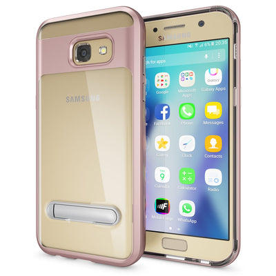 NALIA Ständer Hülle kompatibel mit Samsung Galaxy A5 2017, Silikon Handyhülle Case Transparent Dünn mit Standfunktion, Ultra-Slim Handy-Tasche Schutz-Hülle Back-Cover Etui Bumper Rose Gold NALIA Protective Hülle