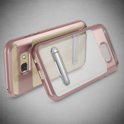 NALIA Ständer Hülle kompatibel mit Samsung Galaxy A5 2017, Silikon Handyhülle Case Transparent Dünn mit Standfunktion, Ultra-Slim Handy-Tasche Schutz-Hülle Back-Cover Etui Bumper Rose Gold NALIA Protective Hülle