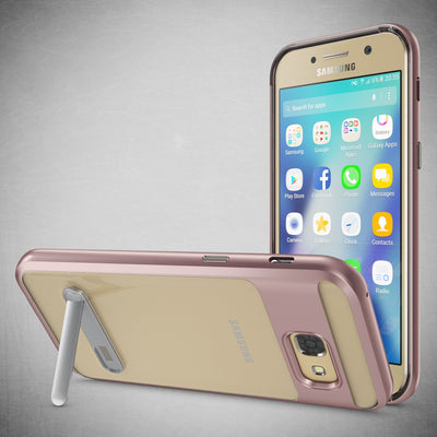 NALIA Ständer Hülle kompatibel mit Samsung Galaxy A5 2017, Silikon Handyhülle Case Transparent Dünn mit Standfunktion, Ultra-Slim Handy-Tasche Schutz-Hülle Back-Cover Etui Bumper Rose Gold NALIA Protective Hülle