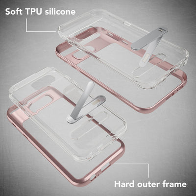 NALIA Ständer Hülle kompatibel mit Samsung Galaxy A5 2017, Silikon Handyhülle Case Transparent Dünn mit Standfunktion, Ultra-Slim Handy-Tasche Schutz-Hülle Back-Cover Etui Bumper Rose Gold NALIA Protective Hülle