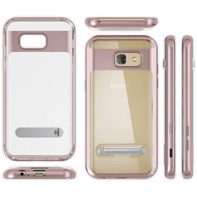 NALIA Ständer Hülle kompatibel mit Samsung Galaxy A5 2017, Silikon Handyhülle Case Transparent Dünn mit Standfunktion, Ultra-Slim Handy-Tasche Schutz-Hülle Back-Cover Etui Bumper Rose Gold NALIA Protective Hülle