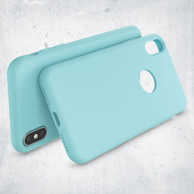 NALIA Liquid Silikon Hülle kompatibel mit iPhone X, Ultra-Slim Handyhülle Hard-Case mit Silk Touch & Microfaser, Dünnes Cover Schutzhülle Skin, Etui Handy-Tasche Backcover Bumper Fresh Cyan NALIA Protective Hülle
