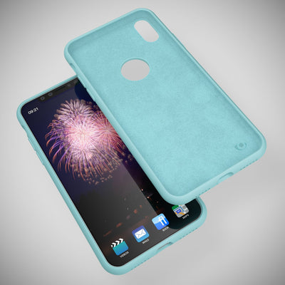 NALIA Liquid Silikon Hülle kompatibel mit iPhone X, Ultra-Slim Handyhülle Hard-Case mit Silk Touch & Microfaser, Dünnes Cover Schutzhülle Skin, Etui Handy-Tasche Backcover Bumper Fresh Cyan NALIA Protective Hülle