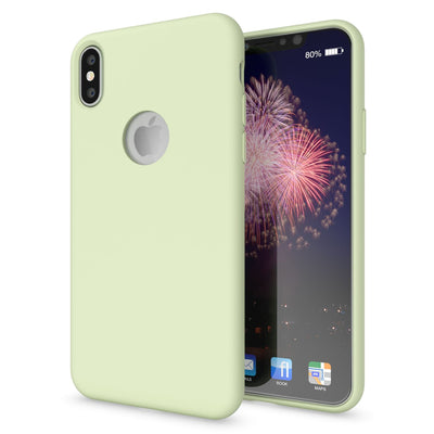 NALIA Liquid Silikon Hülle kompatibel mit iPhone X, Ultra-Slim Handyhülle Hard-Case mit Silk Touch & Microfaser, Dünnes Cover Schutzhülle Skin, Etui Handy-Tasche Backcover Bumper Fresh Green NALIA Protective Hülle