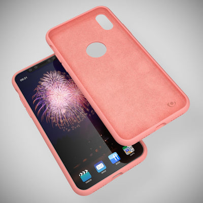 NALIA Liquid Silikon Hülle kompatibel mit iPhone X, Ultra-Slim Handyhülle Hard-Case mit Silk Touch & Microfaser, Dünnes Cover Schutzhülle Skin, Etui Handy-Tasche Backcover Bumper Fresh Pink NALIA Protective Hülle
