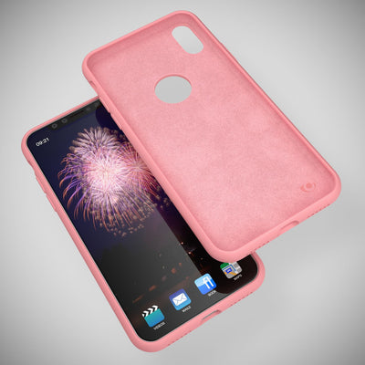 NALIA Liquid Silikon Hülle kompatibel mit iPhone X, Ultra-Slim Handyhülle Hard-Case mit Silk Touch & Microfaser, Dünnes Cover Schutzhülle Skin, Etui Handy-Tasche Backcover Bumper Old Pink NALIA Protective Hülle
