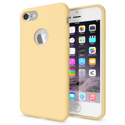 NALIA Liquid Silikon Hülle kompatibel mit iPhone 7, Ultra-Slim Handyhülle Hard-Case mit Silk Touch & Microfaser, Dünnes Cover Schutzhülle Skin, Etui Handy-Tasche Backcover Bumper Fresh Yellow NALIA Protective Hülle