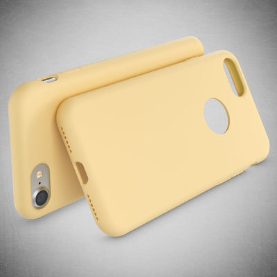 NALIA Liquid Silikon Hülle kompatibel mit iPhone 7, Ultra-Slim Handyhülle Hard-Case mit Silk Touch & Microfaser, Dünnes Cover Schutzhülle Skin, Etui Handy-Tasche Backcover Bumper Fresh Yellow NALIA Protective Hülle