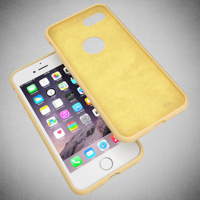 NALIA Liquid Silikon Hülle kompatibel mit iPhone 7, Ultra-Slim Handyhülle Hard-Case mit Silk Touch & Microfaser, Dünnes Cover Schutzhülle Skin, Etui Handy-Tasche Backcover Bumper Fresh Yellow NALIA Protective Hülle