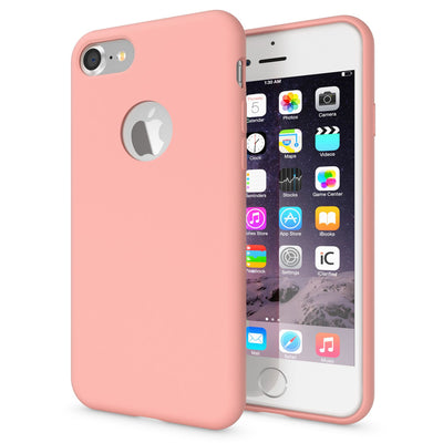 NALIA Liquid Silikon Hülle kompatibel mit iPhone 7, Ultra-Slim Handyhülle Hard-Case mit Silk Touch & Microfaser, Dünnes Cover Schutzhülle Skin, Etui Handy-Tasche Backcover Bumper Fresh Pink NALIA Protective Hülle