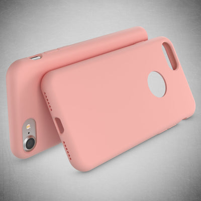 NALIA Liquid Silikon Hülle kompatibel mit iPhone 7, Ultra-Slim Handyhülle Hard-Case mit Silk Touch & Microfaser, Dünnes Cover Schutzhülle Skin, Etui Handy-Tasche Backcover Bumper Fresh Pink NALIA Protective Hülle