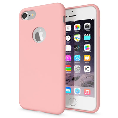 NALIA Liquid Silikon Hülle kompatibel mit iPhone 7, Ultra-Slim Handyhülle Hard-Case mit Silk Touch & Microfaser, Dünnes Cover Schutzhülle Skin, Etui Handy-Tasche Backcover Bumper Fresh Pink NALIA Protective Hülle