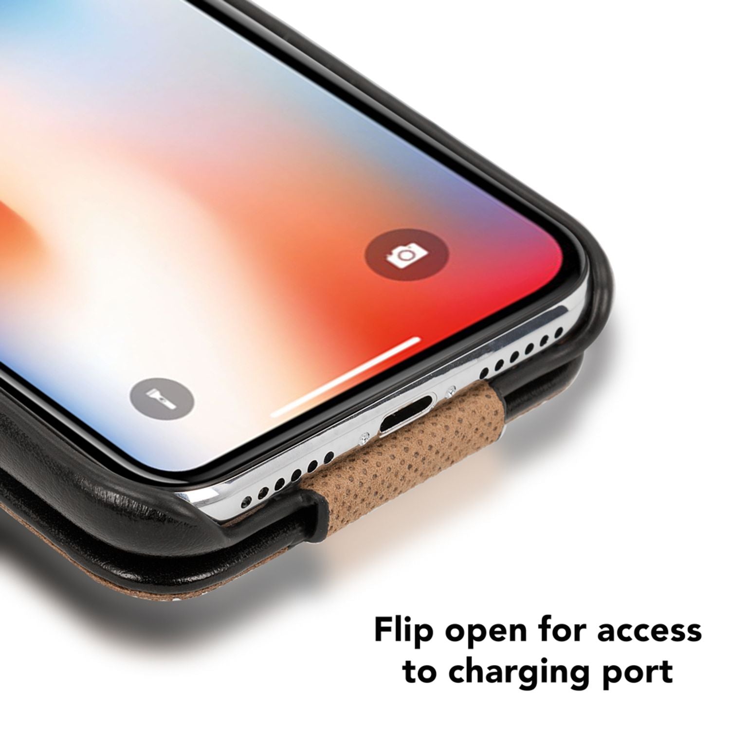 NALIA Flipcase für Apple iPhone X XS, Leder Flip Case Rundum Schutz Cover Etui Schwarz NALIA