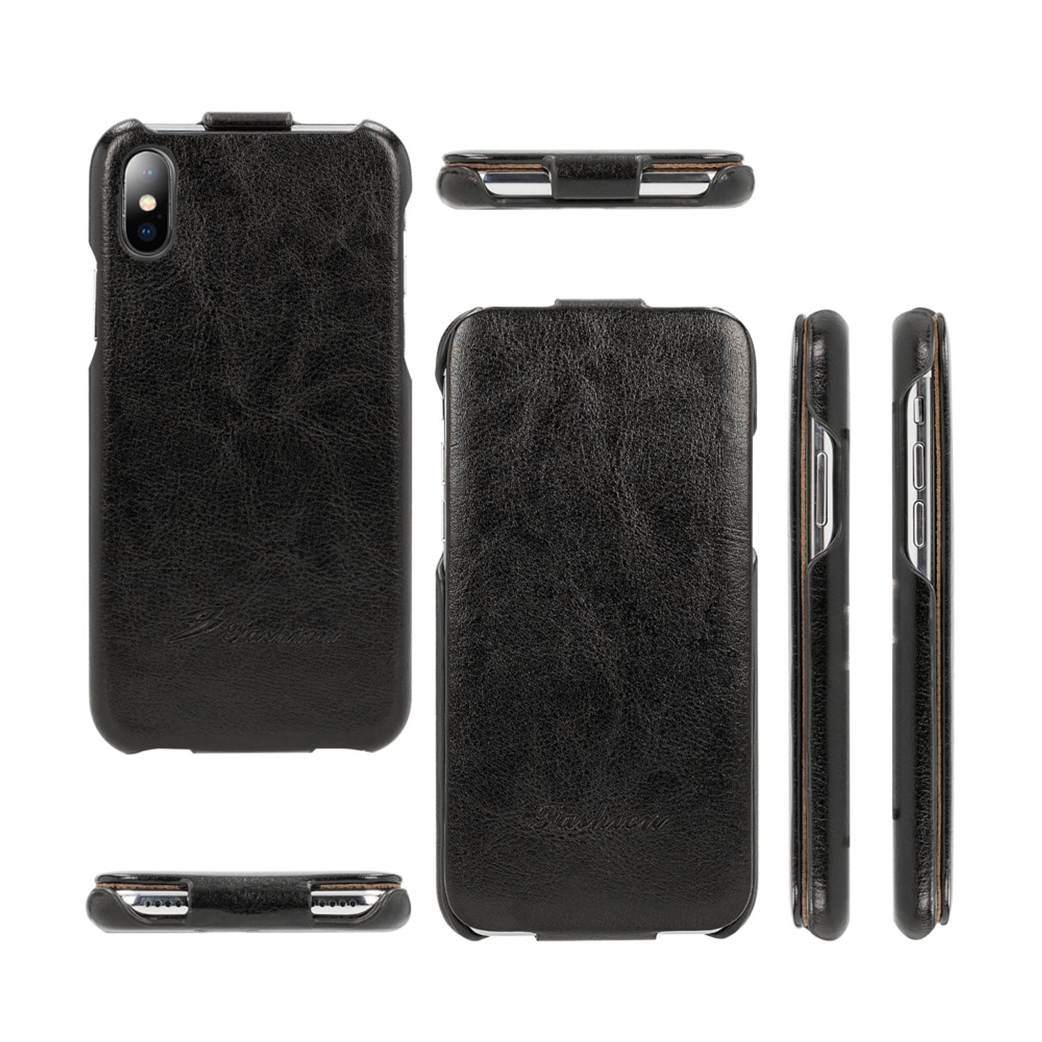 NALIA Flipcase für Apple iPhone X XS, Leder Flip Case Rundum Schutz Cover Etui Schwarz NALIA