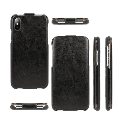 NALIA Flipcase für Apple iPhone X XS, Leder Flip Case Rundum Schutz Cover Etui Schwarz NALIA