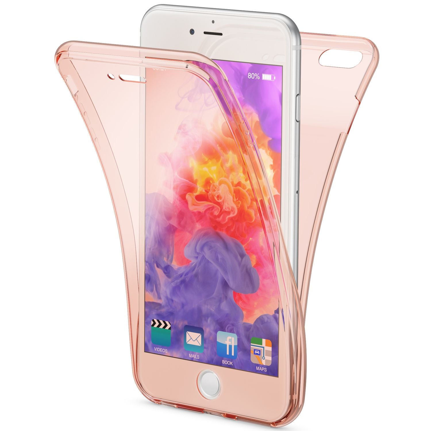 NALIA 360° Hülle Apple iPhone 6 Plus 6S Plus Case klar Komplettschutz Rose Gold NALIA Protective Hülle