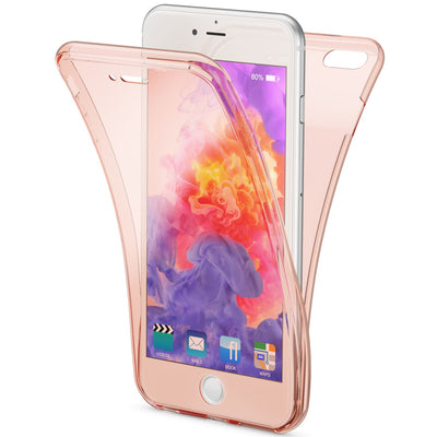 NALIA 360 Grad Handyhülle kompatibel mit Apple iPhone 6 Plus 6S Plus, Full Cover vorne hinten Doppel-Schutz, Dünnes Ganzkörper Case Silikon, Transparenter Displayschutz & Rückseite Rose Gold NALIA Protective Hülle