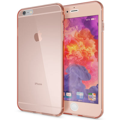 NALIA 360 Grad Handyhülle kompatibel mit Apple iPhone 6 Plus 6S Plus, Full Cover vorne hinten Doppel-Schutz, Dünnes Ganzkörper Case Silikon, Transparenter Displayschutz & Rückseite Rose Gold NALIA Protective Hülle