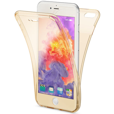 NALIA 360 Grad Handyhülle kompatibel mit Apple iPhone 6 Plus 6S Plus, Full Cover vorne hinten Doppel-Schutz, Dünnes Ganzkörper Case Silikon, Transparenter Displayschutz & Rückseite Gold NALIA Protective Hülle