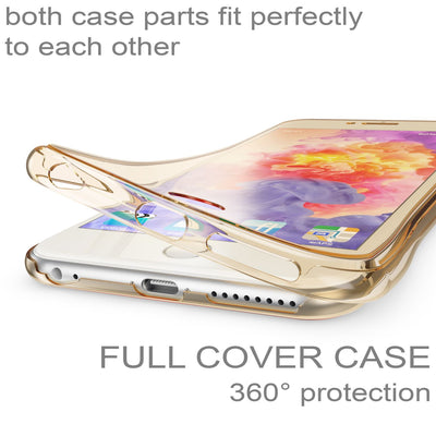 NALIA 360 Grad Handyhülle kompatibel mit Apple iPhone 6 Plus 6S Plus, Full Cover vorne hinten Doppel-Schutz, Dünnes Ganzkörper Case Silikon, Transparenter Displayschutz & Rückseite Gold NALIA Protective Hülle