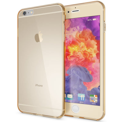 NALIA 360 Grad Handyhülle kompatibel mit Apple iPhone 6 Plus 6S Plus, Full Cover vorne hinten Doppel-Schutz, Dünnes Ganzkörper Case Silikon, Transparenter Displayschutz & Rückseite Gold NALIA Protective Hülle