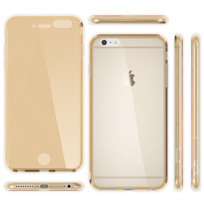 NALIA 360 Grad Handyhülle kompatibel mit Apple iPhone 6 Plus 6S Plus, Full Cover vorne hinten Doppel-Schutz, Dünnes Ganzkörper Case Silikon, Transparenter Displayschutz & Rückseite Gold NALIA Protective Hülle