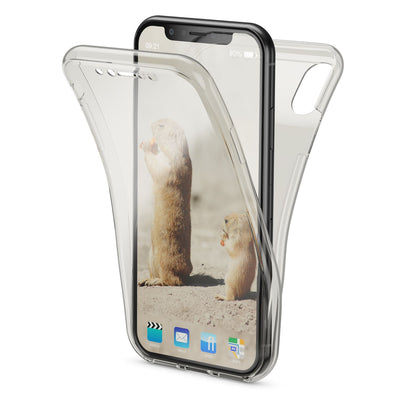 NALIA 360 Grad Handyhülle kompatibel mit iPhone XS Max, Full Cover Rundum Doppel-Schutz, Dünnes Ganzkörper Case Silikon Etui Handytasche, Displayschutz & Rückseite Hülle Grau NALIA Protective Hülle