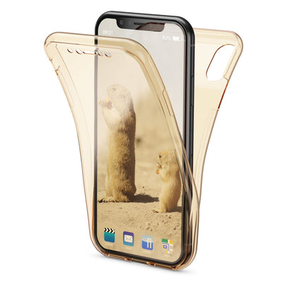 NALIA 360 Grad Hülle kompatibel mit iPhone XR, Full Cover Rundum Doppel-Schutz, Dünnes Ganzkörper Case Silikon Etui Handytasche, Displayschutz & Rückseite Handyhülle Gold NALIA Protective Hülle